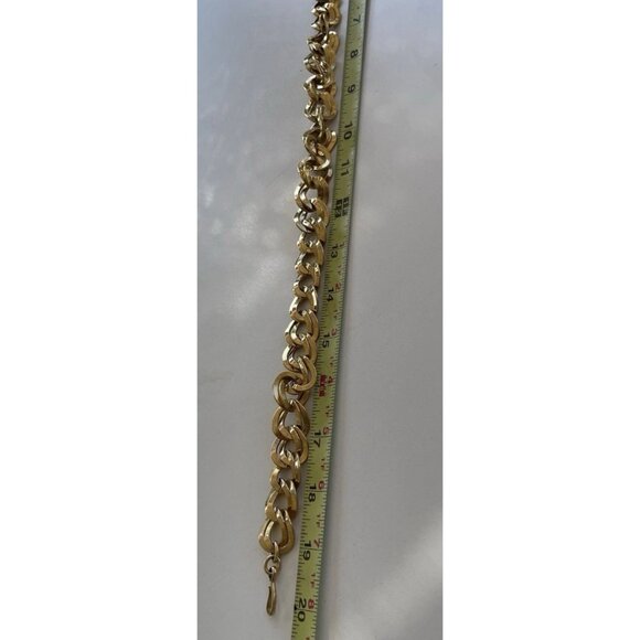 Vintage Monet Gold Tone Chunky Flat Double Curb Link Chain Necklace Signed 20” - Picture 10 of 11